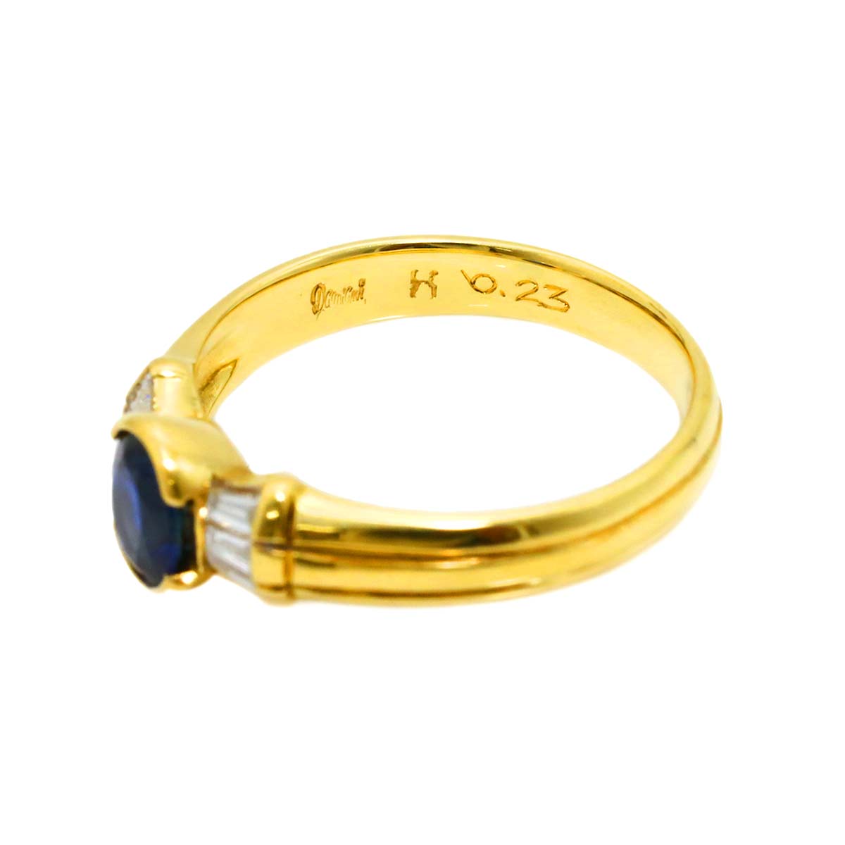 DAMIANI Sapphire 0.74ct Diamond 0.23ct Ring 18K YG 750 size6.25-6.5(US)