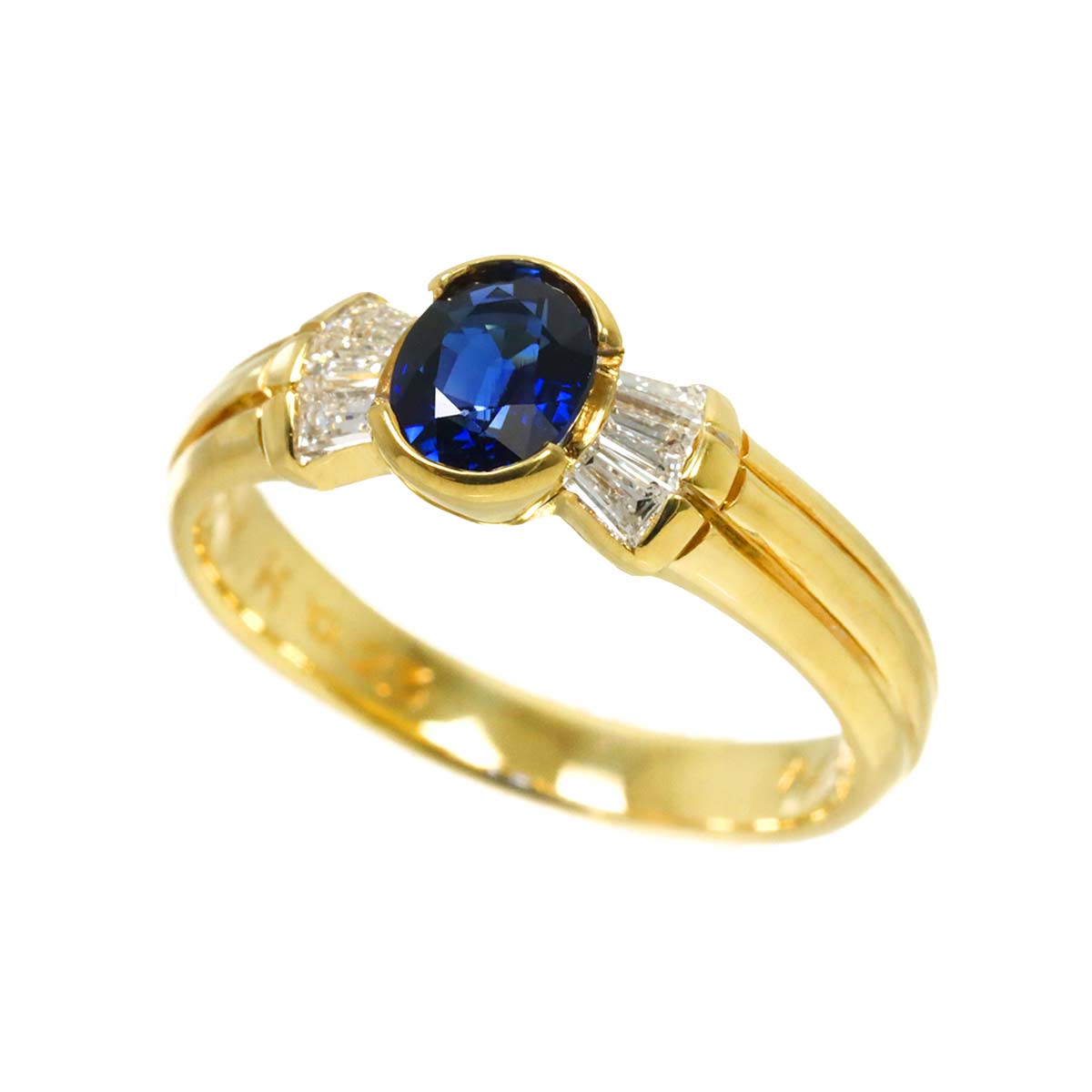 DAMIANI Sapphire 0.74ct Diamond 0.23ct Ring 18K YG 750 size6.25-6.5(US)