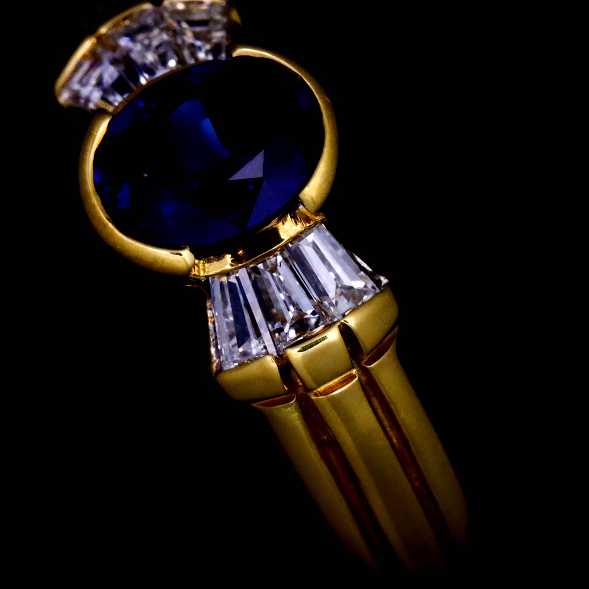 DAMIANI Sapphire 0.74ct Diamond 0.23ct Ring 18K YG 750 size6.25-6.5(US)