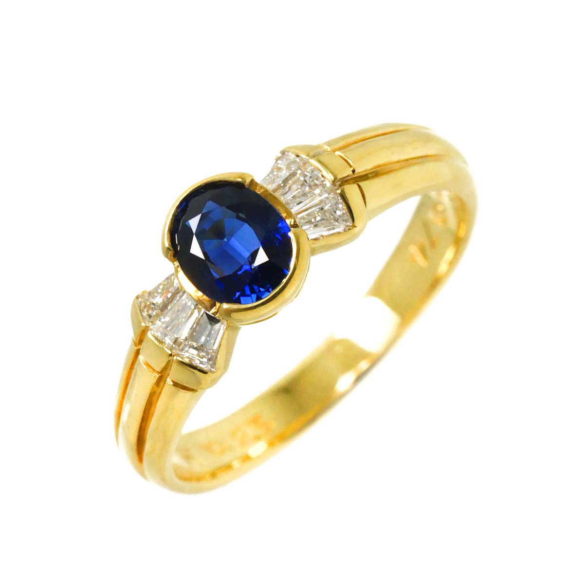 DAMIANI Sapphire 0.74ct Diamond 0.23ct Ring 18K YG 750 size6.25-6.5(US)