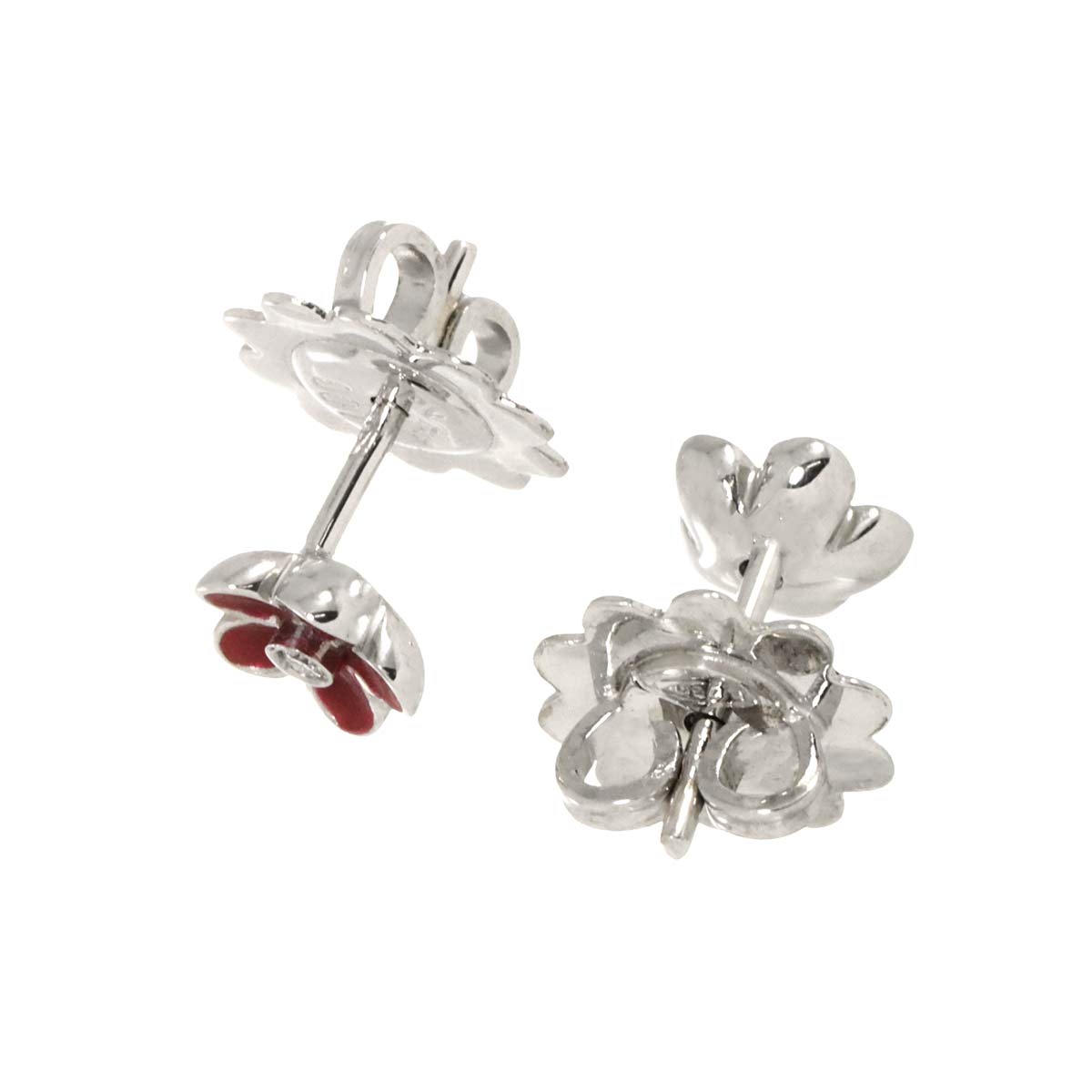 Diamond 0.01/0.01ct Enamel Earrings Pierced 18K WG 750