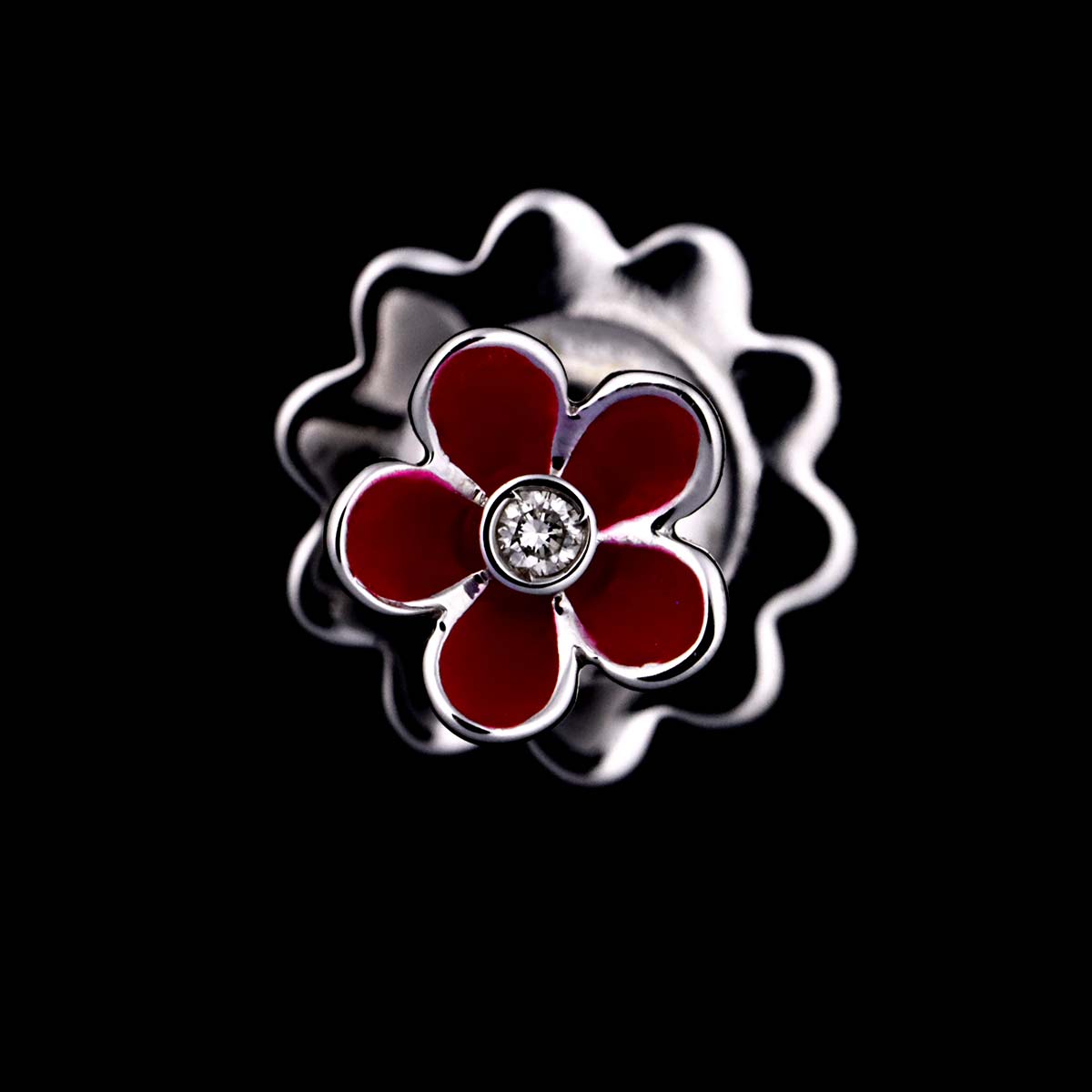 Diamond 0.01/0.01ct Enamel Earrings Pierced 18K WG 750