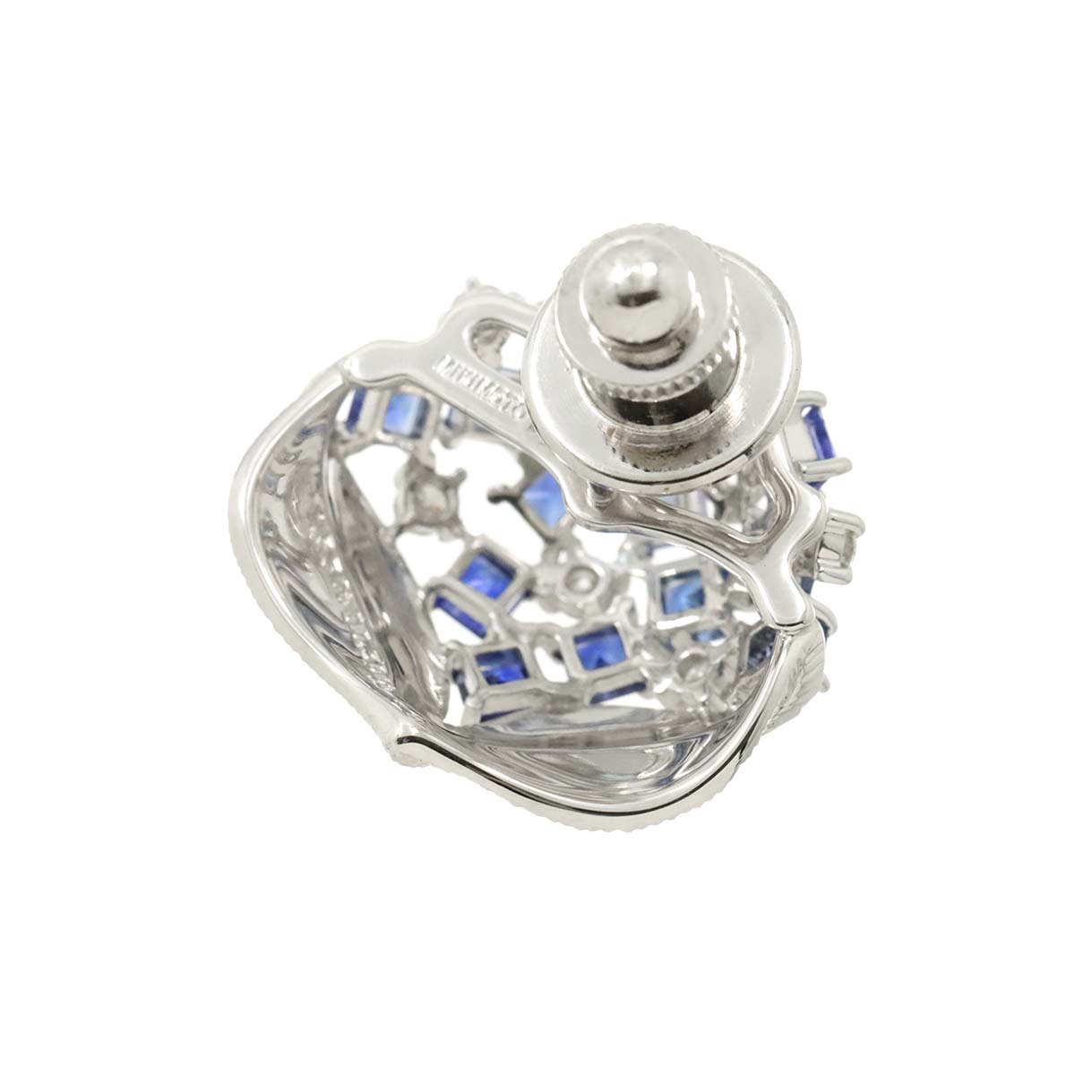 Sapphire 1.53ct Diamond 0.30ct Pin Brooch 18K White Gold 750