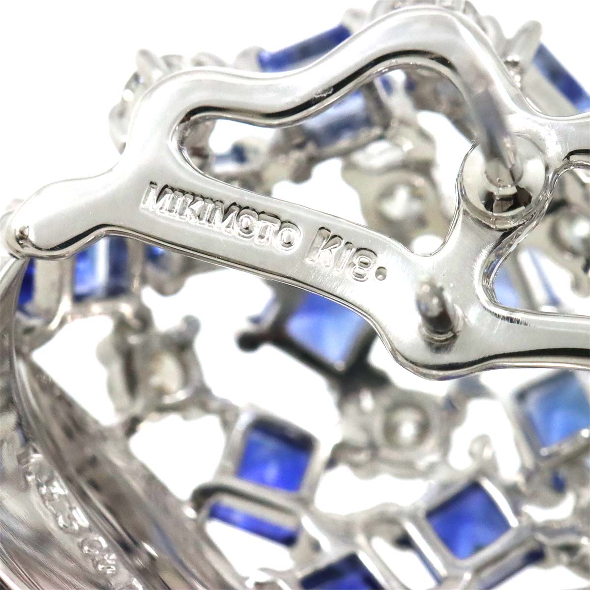 Sapphire 1.53ct Diamond 0.30ct Pin Brooch 18K White Gold 750