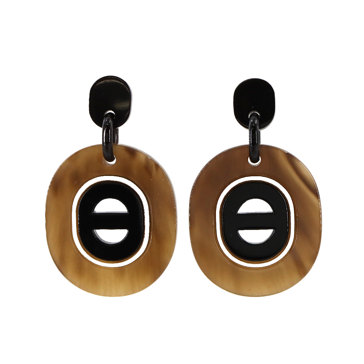 Fidelio Virage Earrings Buffalo Horn Brown Black Accessory