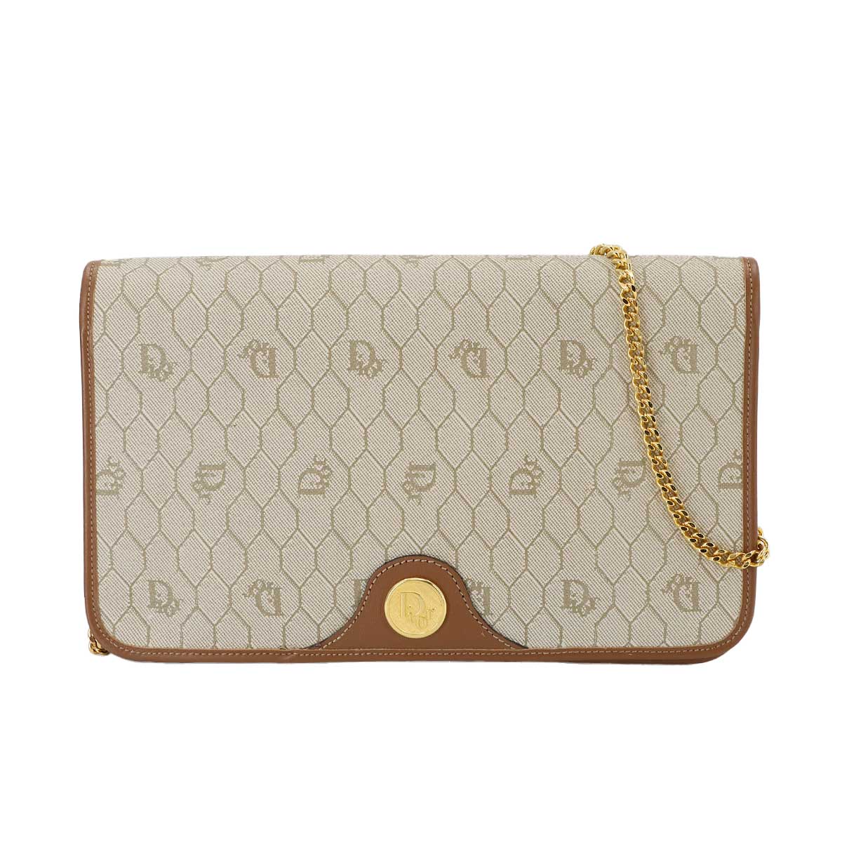 Clutch Shoulder Bag PVC Beige Honeycomb pattern 90284768