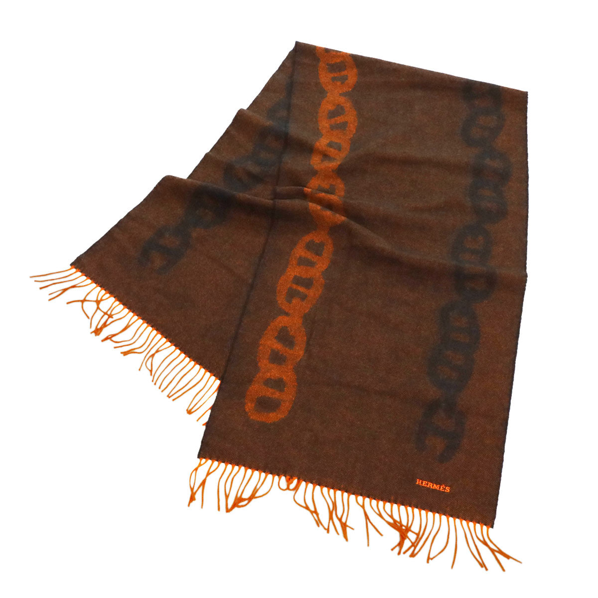 Winter Scarf Casaque Clefs de H Cashmere 100% White Gray