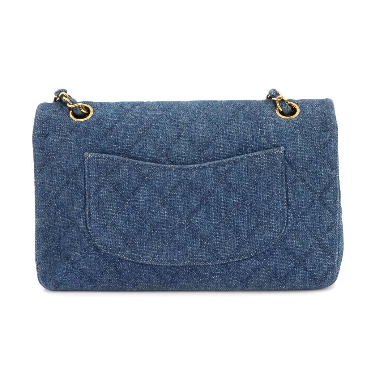 Medium Classic Double Flap Chain Bag 25cm Denim Blue A01112