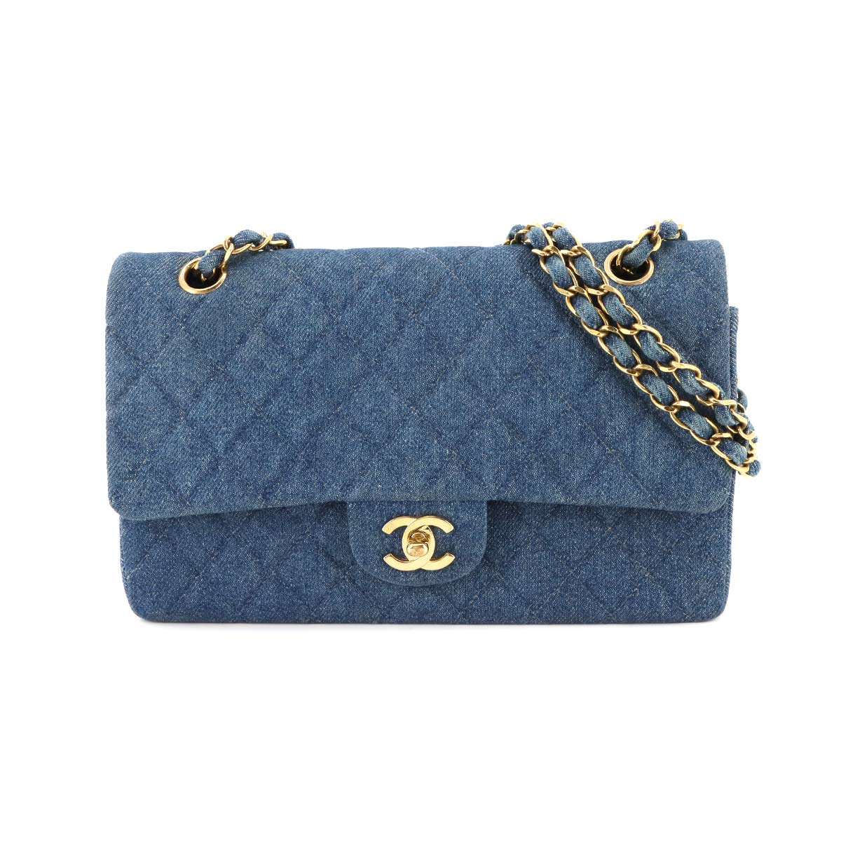 Medium Classic Double Flap Chain Bag 25cm Denim Blue A01112
