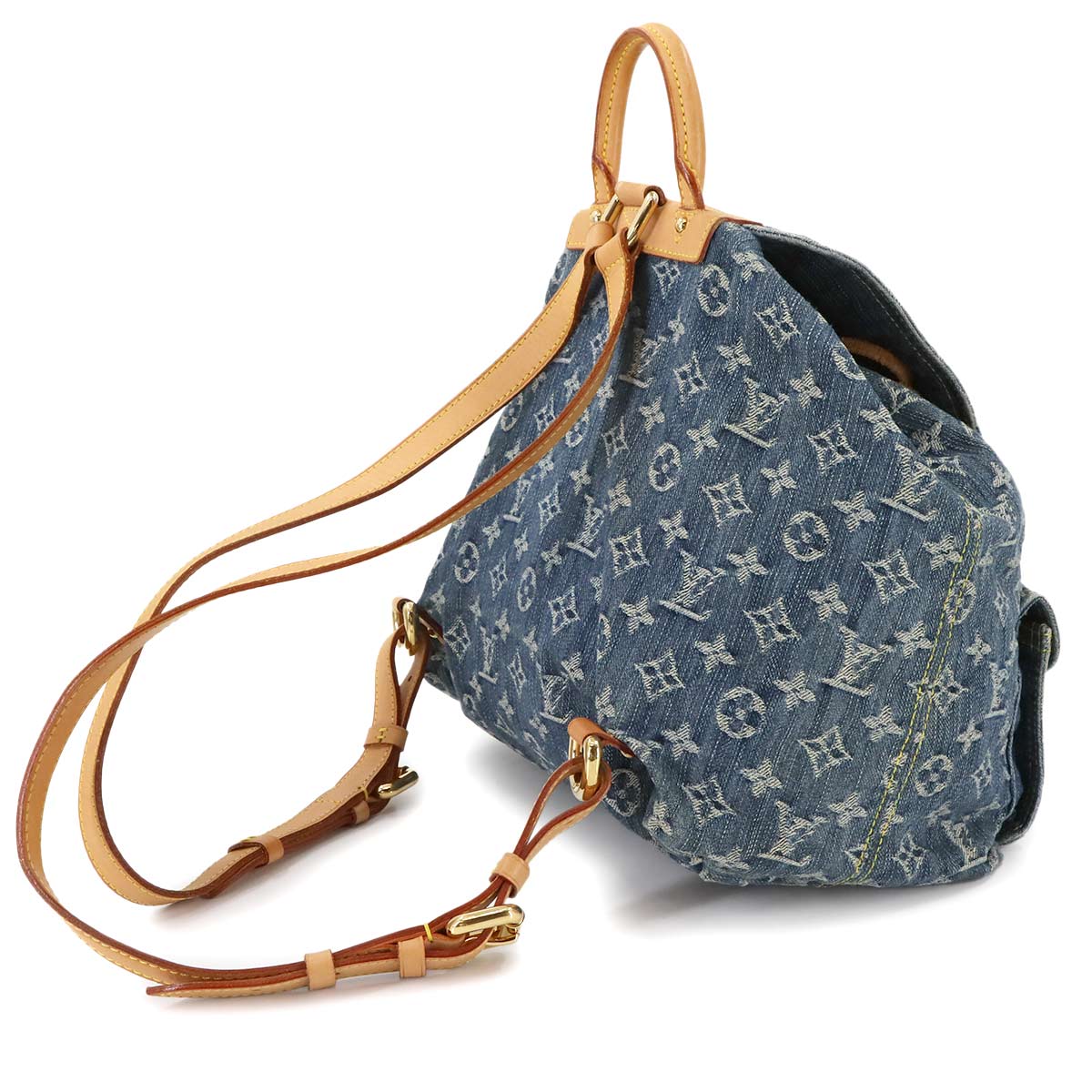 Monogram Denim Sac A Dos GM Backpack Blue M95056 Purse
