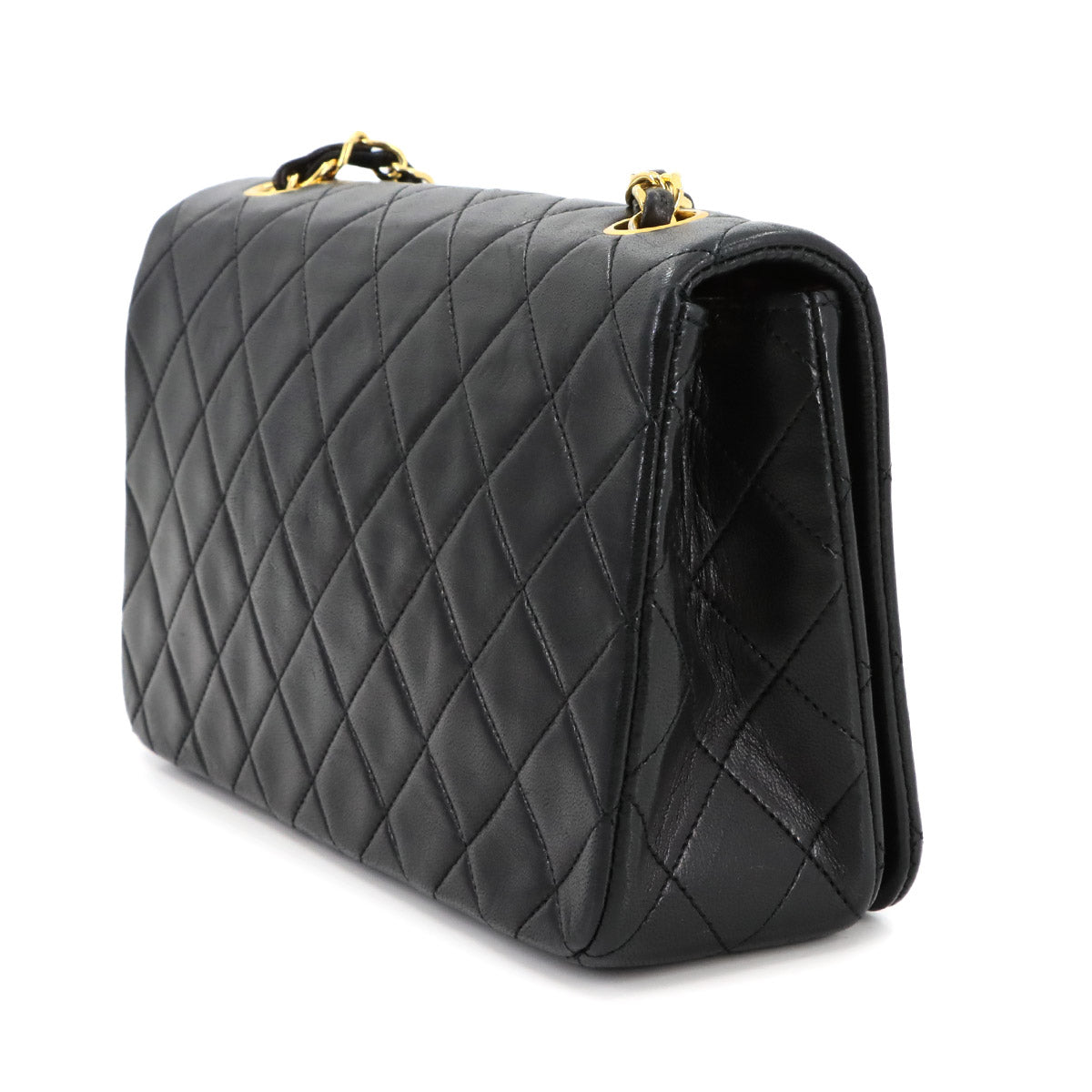 Matelasse Chain Shoulder Bag Leather Black Purse