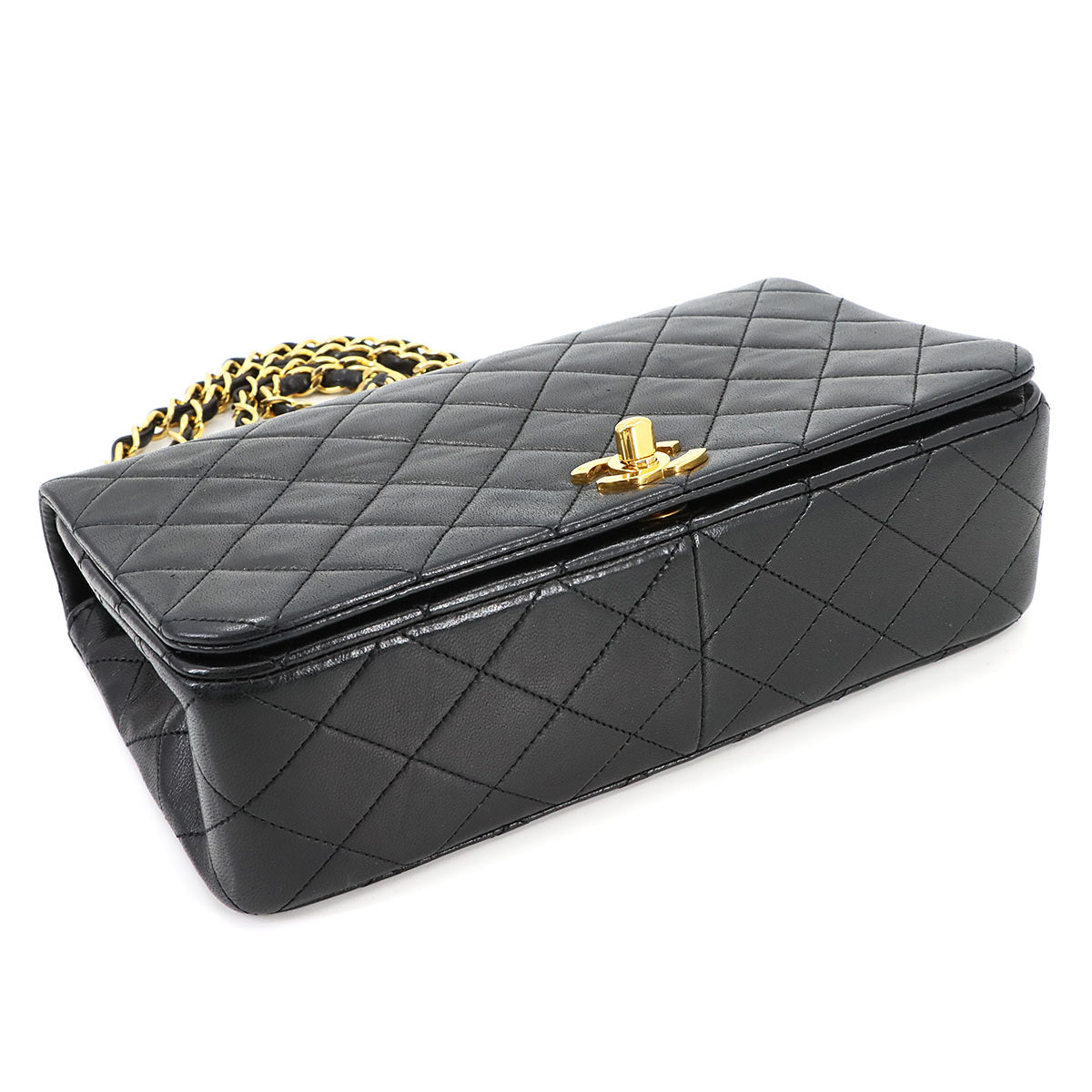 Matelasse Chain Shoulder Bag Leather Black Purse