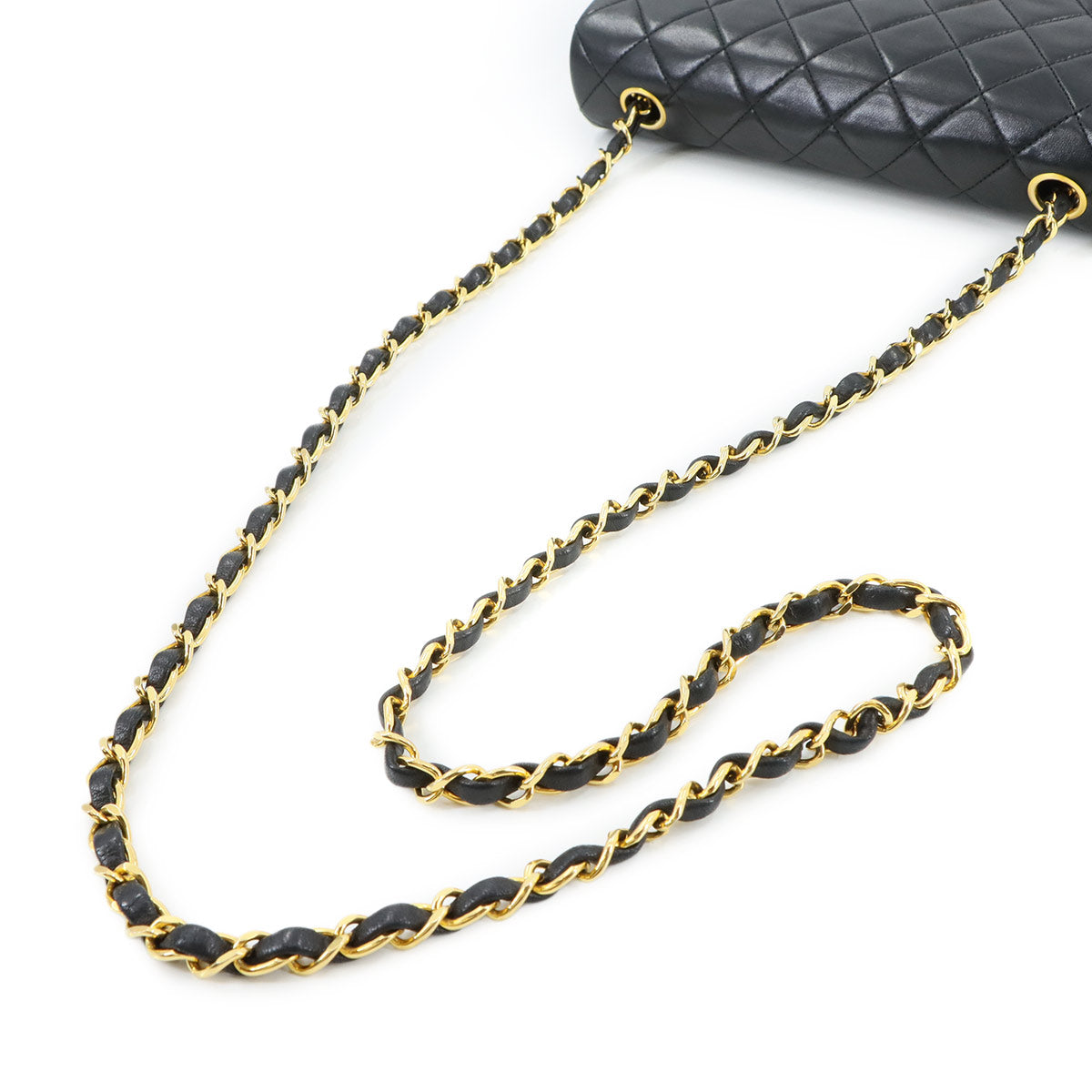 Matelasse Chain Shoulder Bag Leather Black Purse