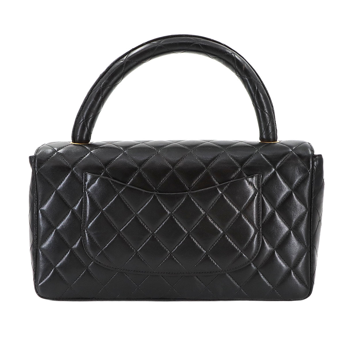 Pair Matelasse Hand Bag Leather Black Vintage Purse