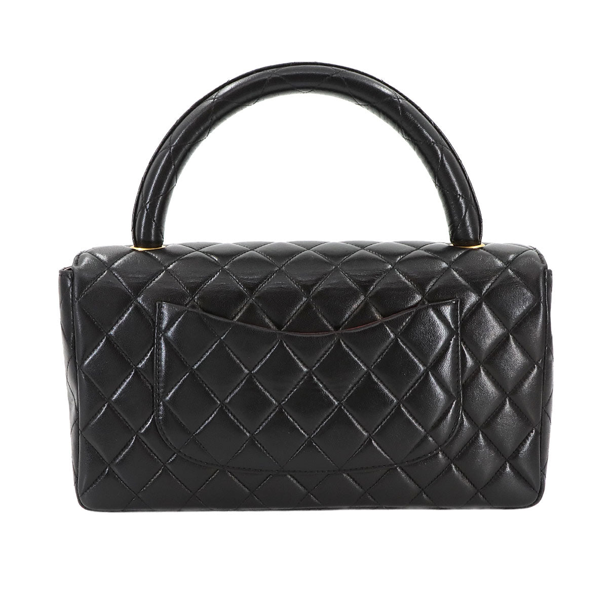 Pair Matelasse Hand Bag Leather Black Vintage Purse