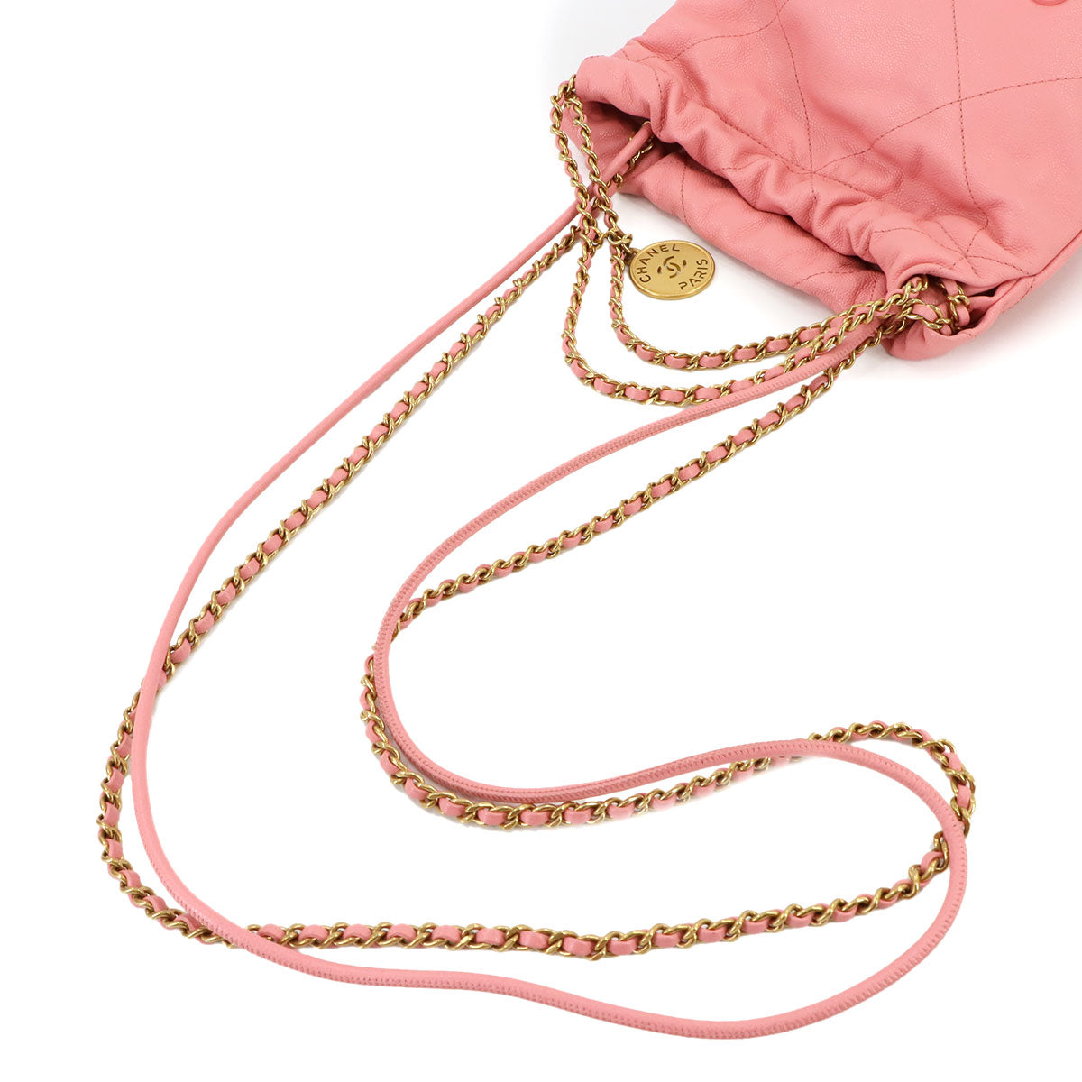 22 Mini Chain Hand Shoulder Bag Leather Pink AS3980 90284810