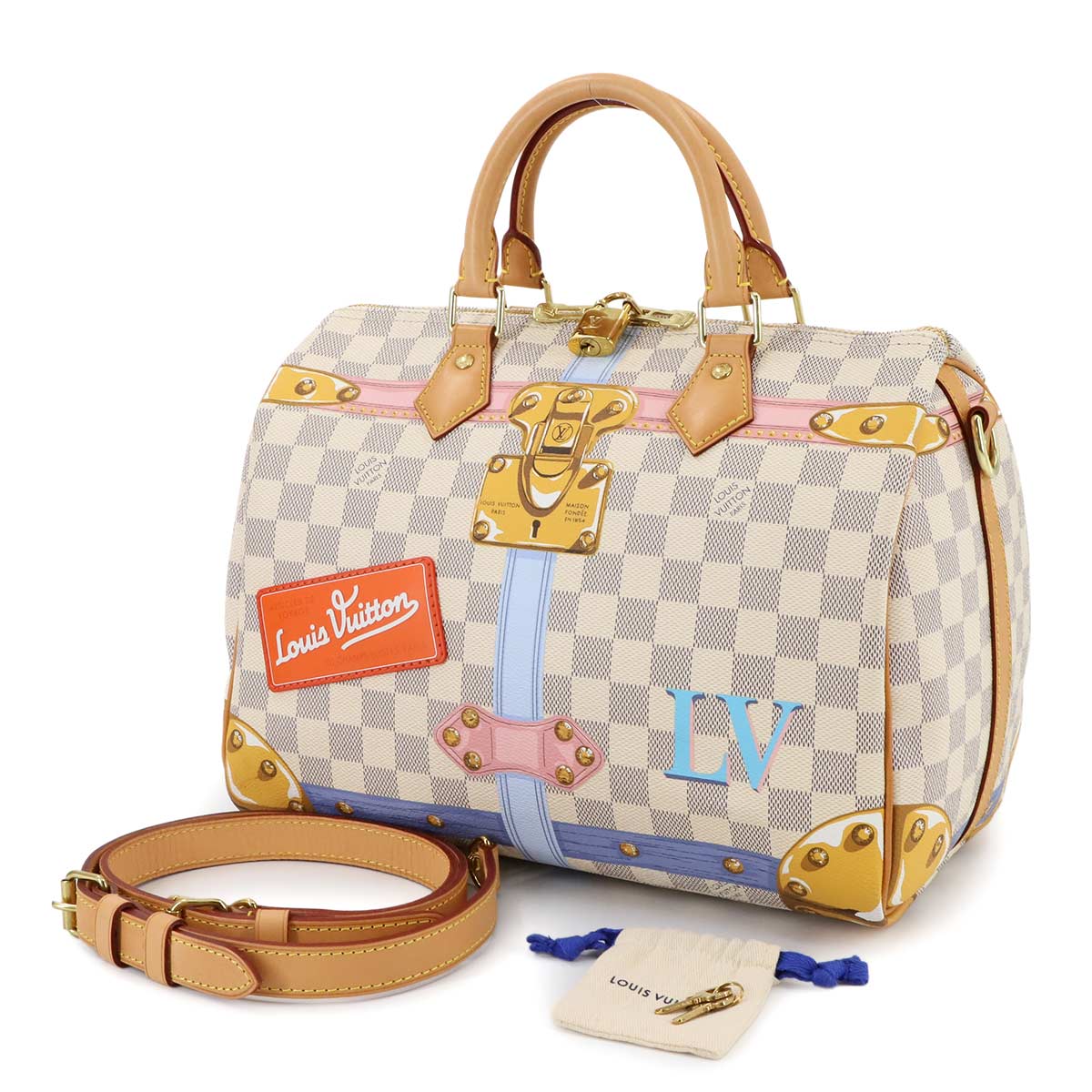 Summer Trunk Damier Azur Speedy Bandouliere 30 N41063