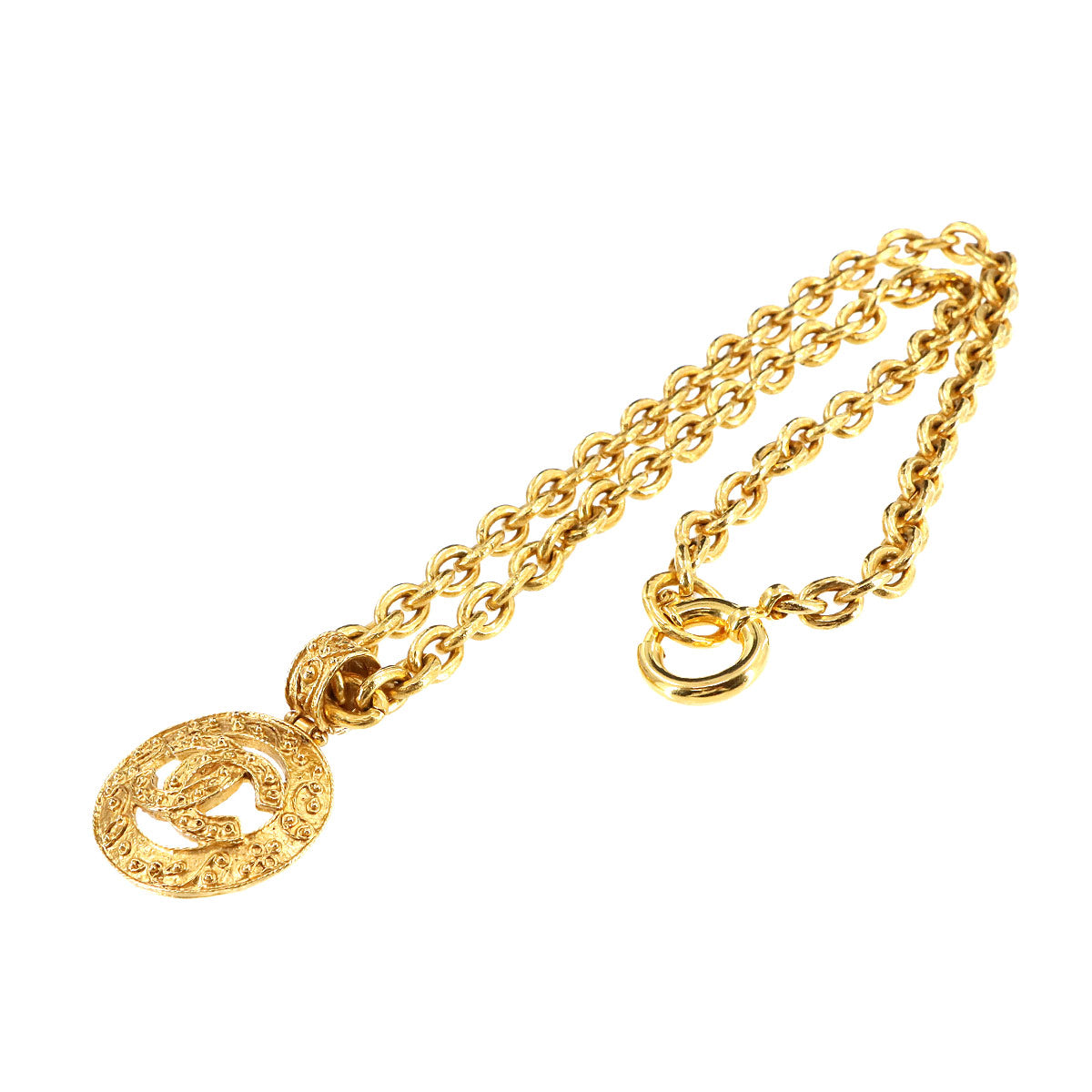 Coco Logos Long Necklace Gold 94A Accessory Vintage