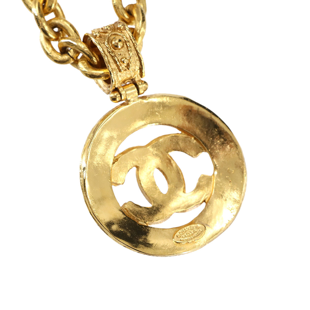 Coco Logos Long Necklace Gold 94A Accessory Vintage