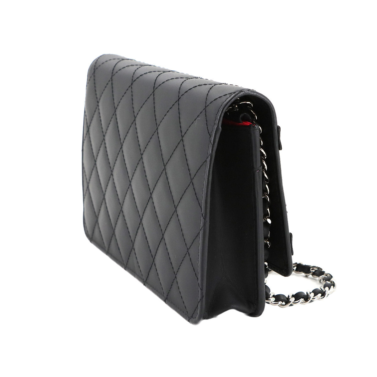 Cambon Line Chain Long Wallet Leather Enamel Black A46646