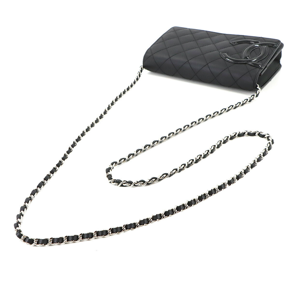 Cambon Line Chain Long Wallet Leather Enamel Black A46646
