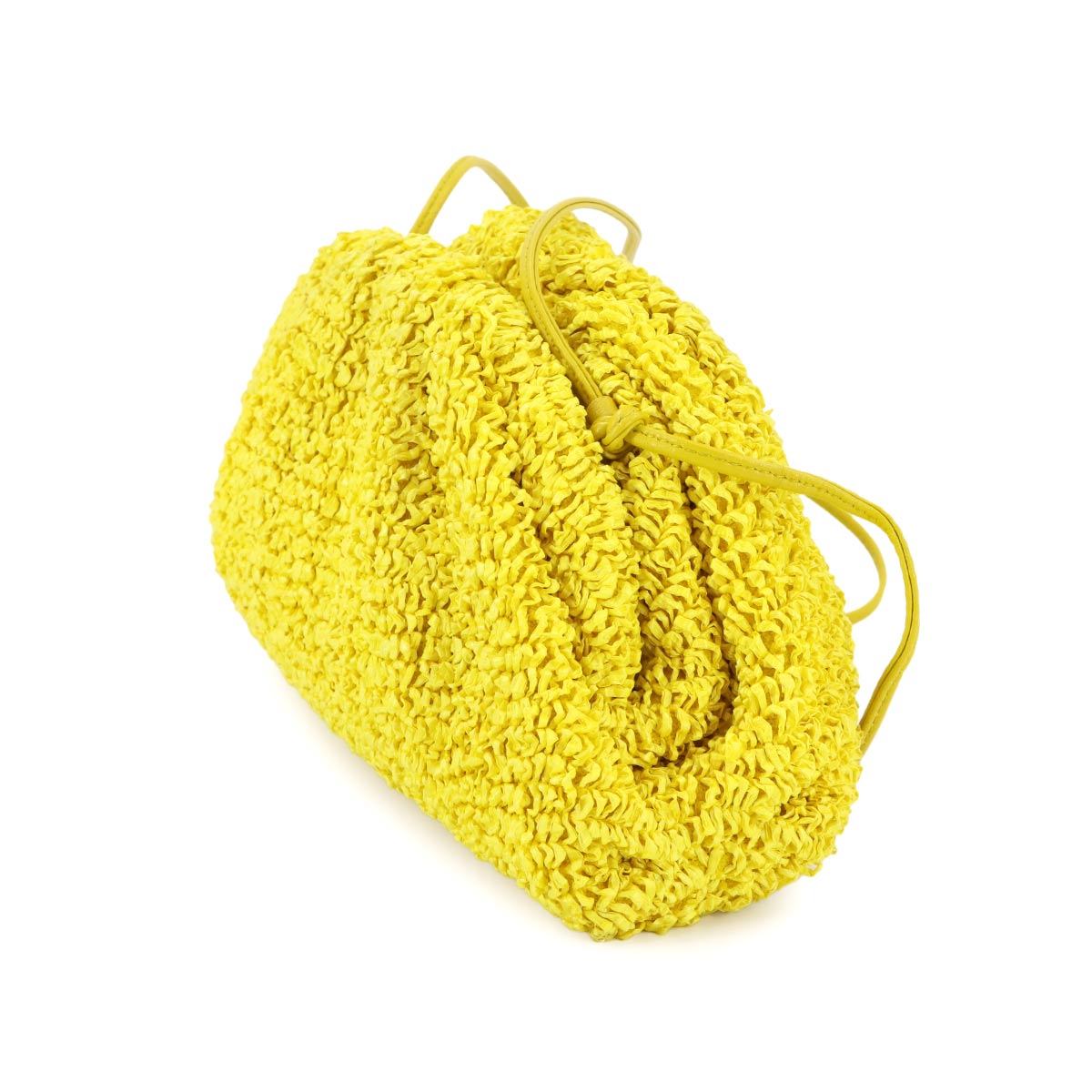 Mini The Pouch Shoulder Bag Raffia Leather Yellow 585852