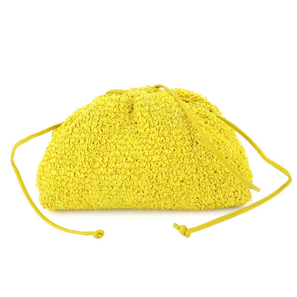Mini The Pouch Shoulder Bag Raffia Leather Yellow 585852