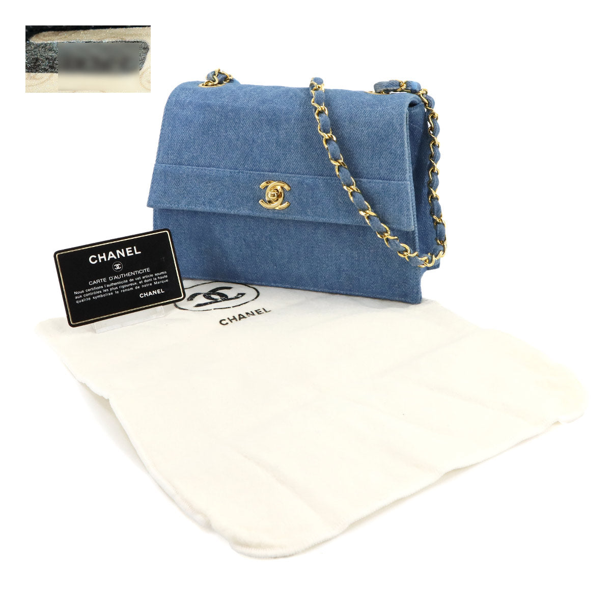 Chain Shoulder Bag Denim Blue Vintage Purse