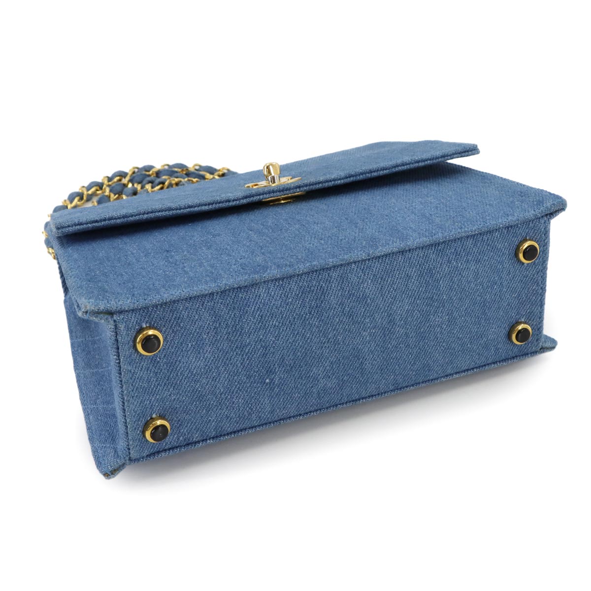 Chain Shoulder Bag Denim Blue Vintage Purse