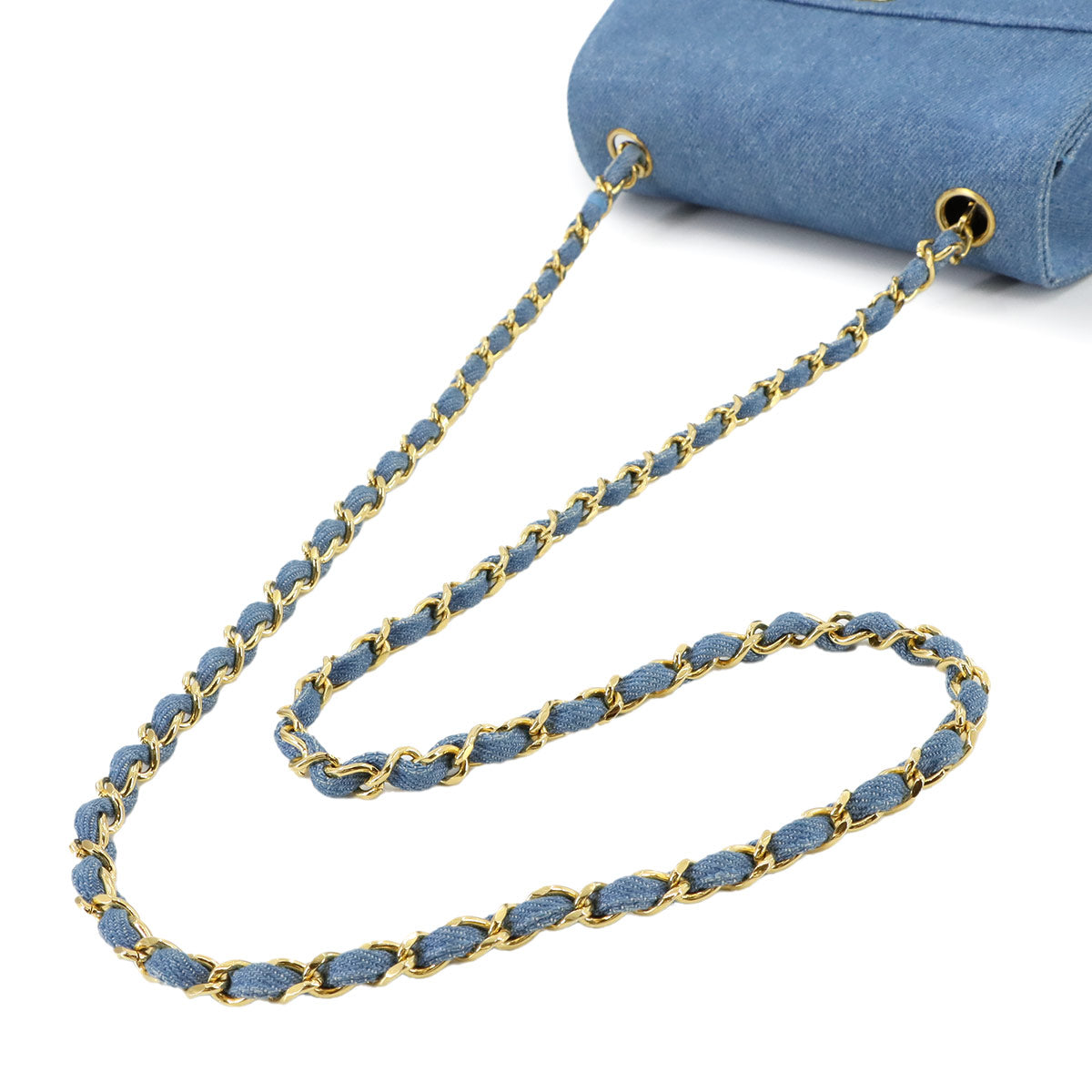 Chain Shoulder Bag Denim Blue Vintage Purse