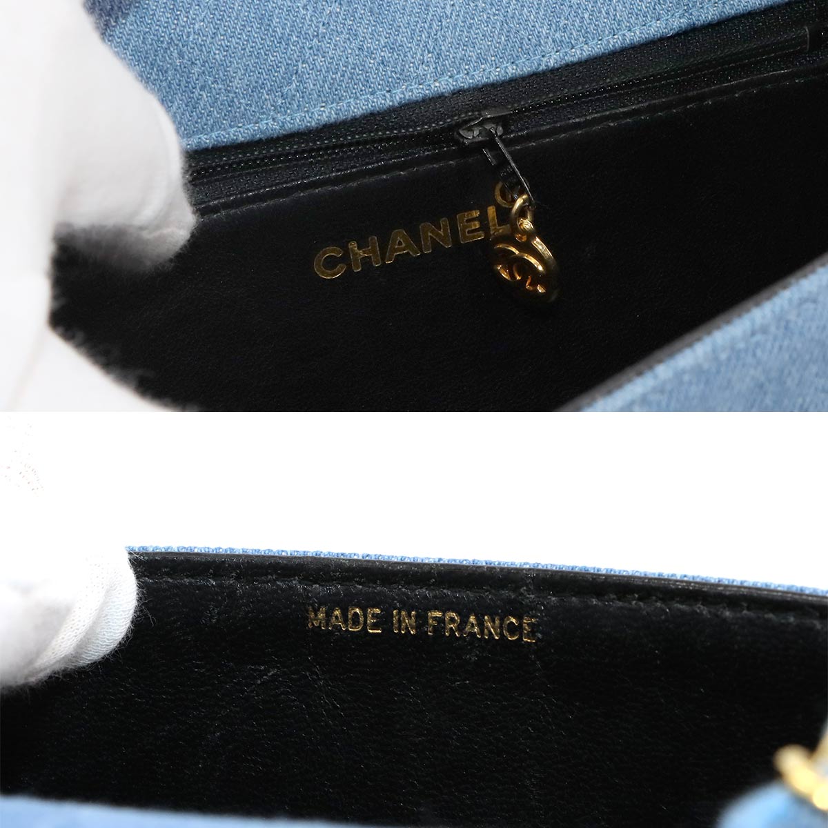 Chain Shoulder Bag Denim Blue Vintage Purse