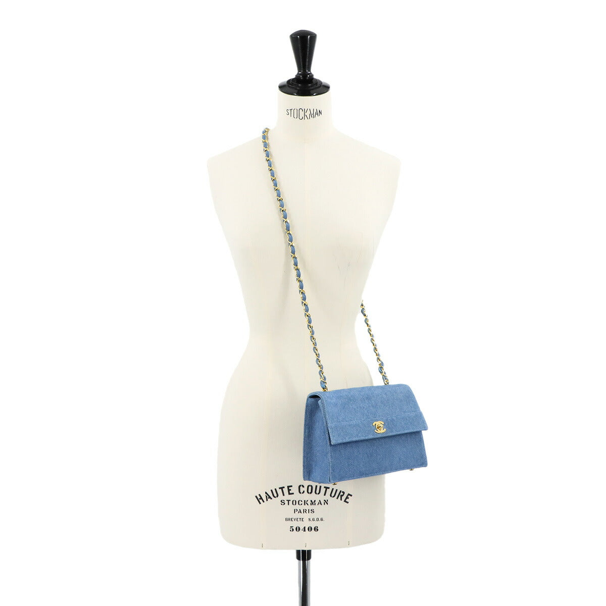 Chain Shoulder Bag Denim Blue Vintage Purse