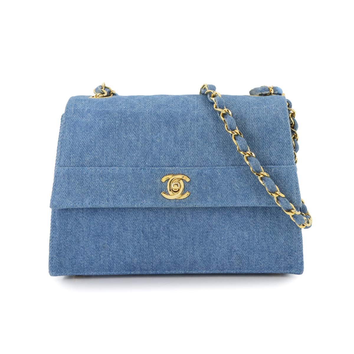 Chain Shoulder Bag Denim Blue Vintage Purse