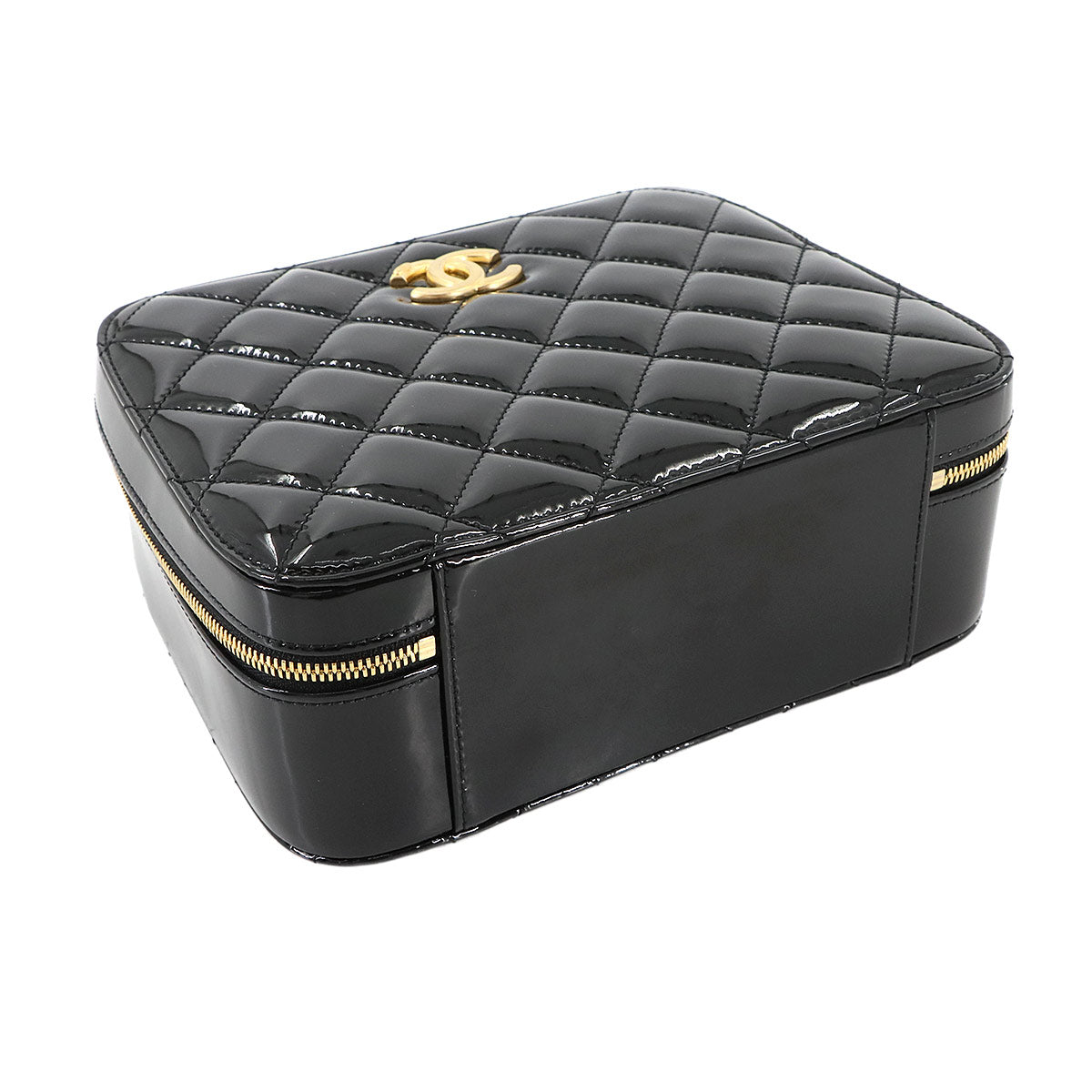 Vanity 2way Hand Chain Shoulder Bag Enamel Black AS3319 Purse