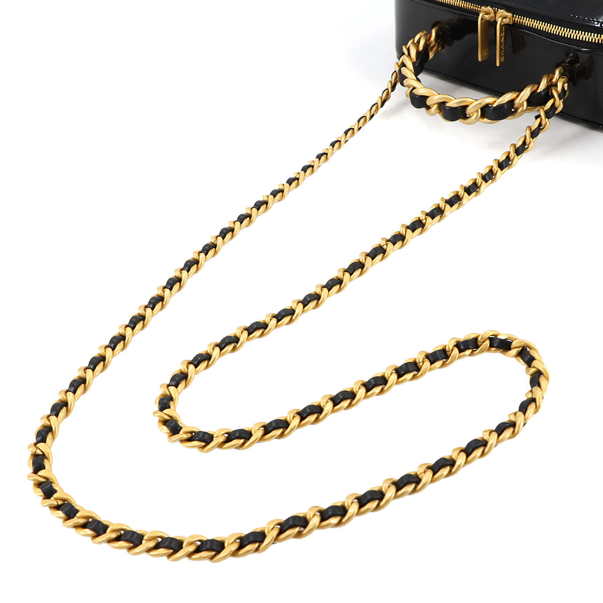 Vanity 2way Hand Chain Shoulder Bag Enamel Black AS3319 Purse