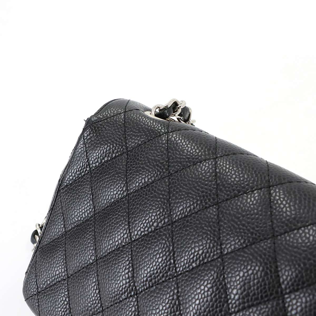 Matelasse East West Chain Shoulder Bag Caviar Skin Leather Black