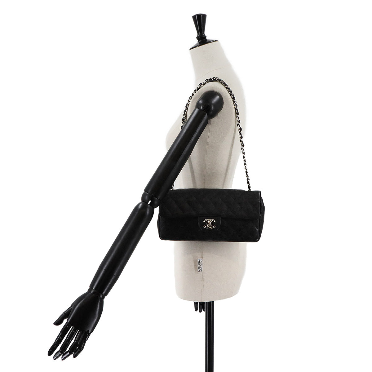 Matelasse East West Chain Shoulder Bag Caviar Skin Leather Black