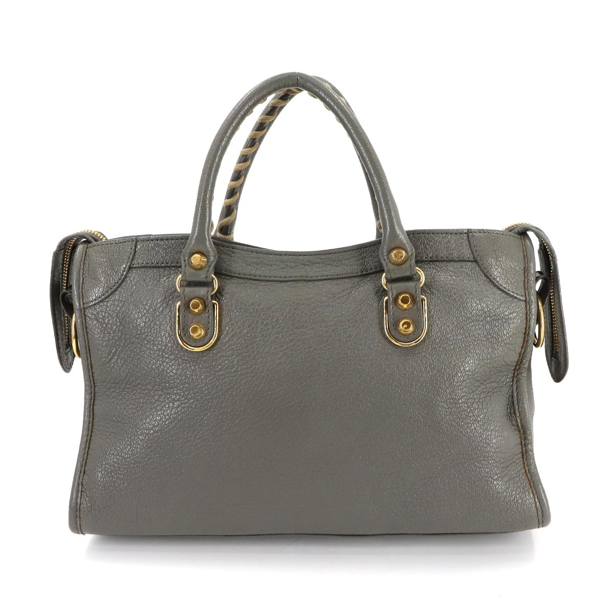 BALENCIAGA Metallic Edge City Hand Shoulder Bag Leather Gray 432831