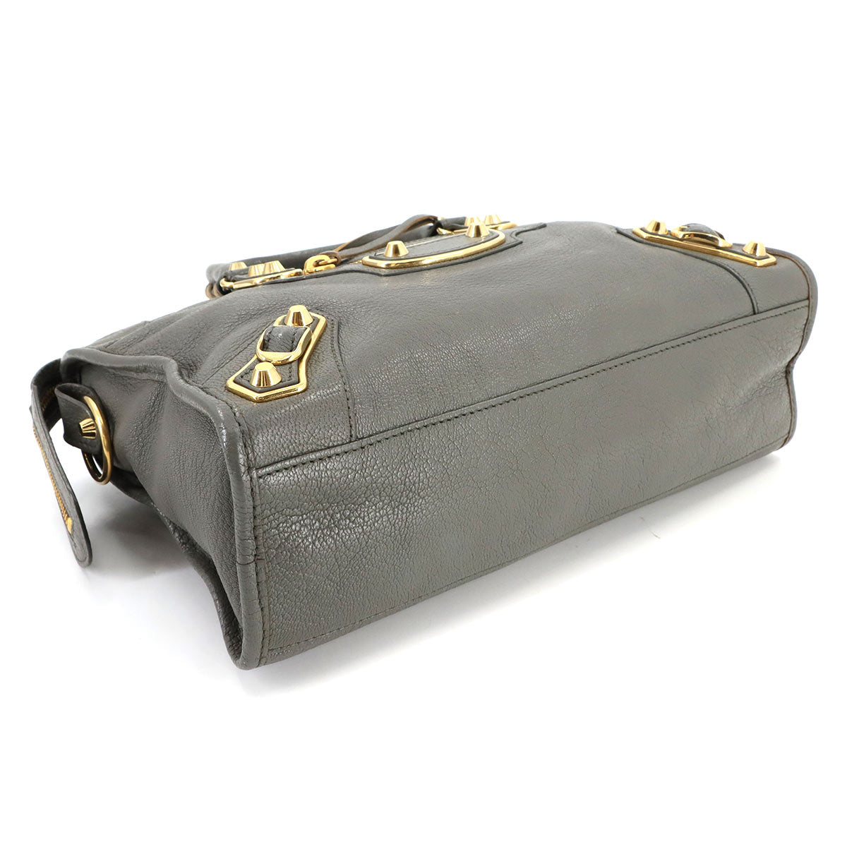 BALENCIAGA Metallic Edge City Hand Shoulder Bag Leather Gray 432831