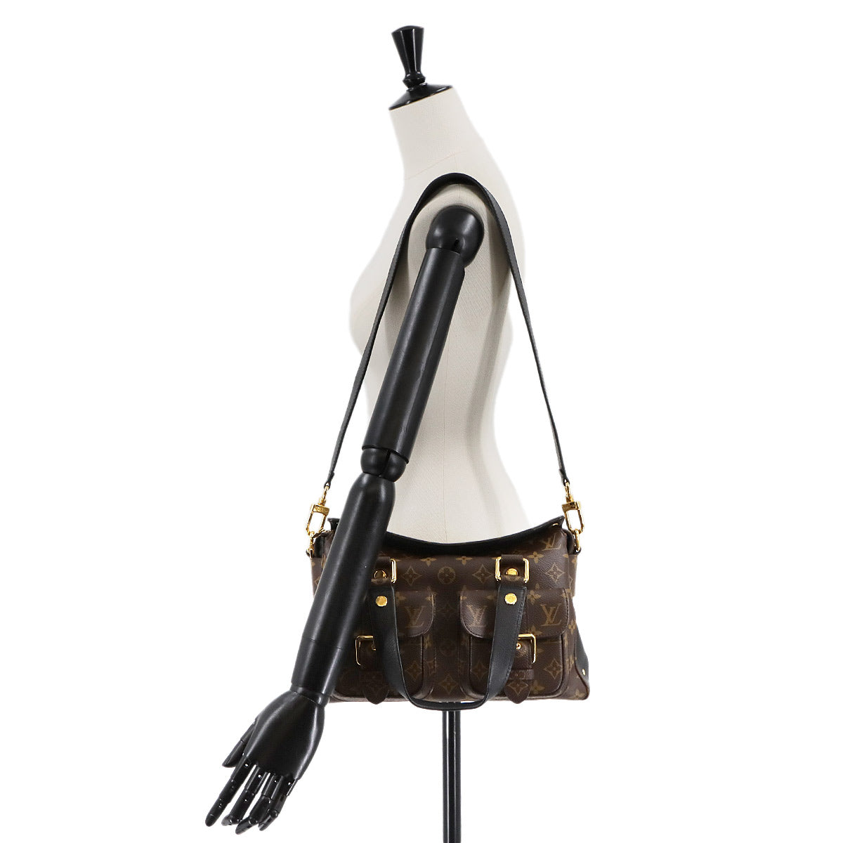 Monogram Manhattan Hand Shoulder Bag Brown Noir M44207