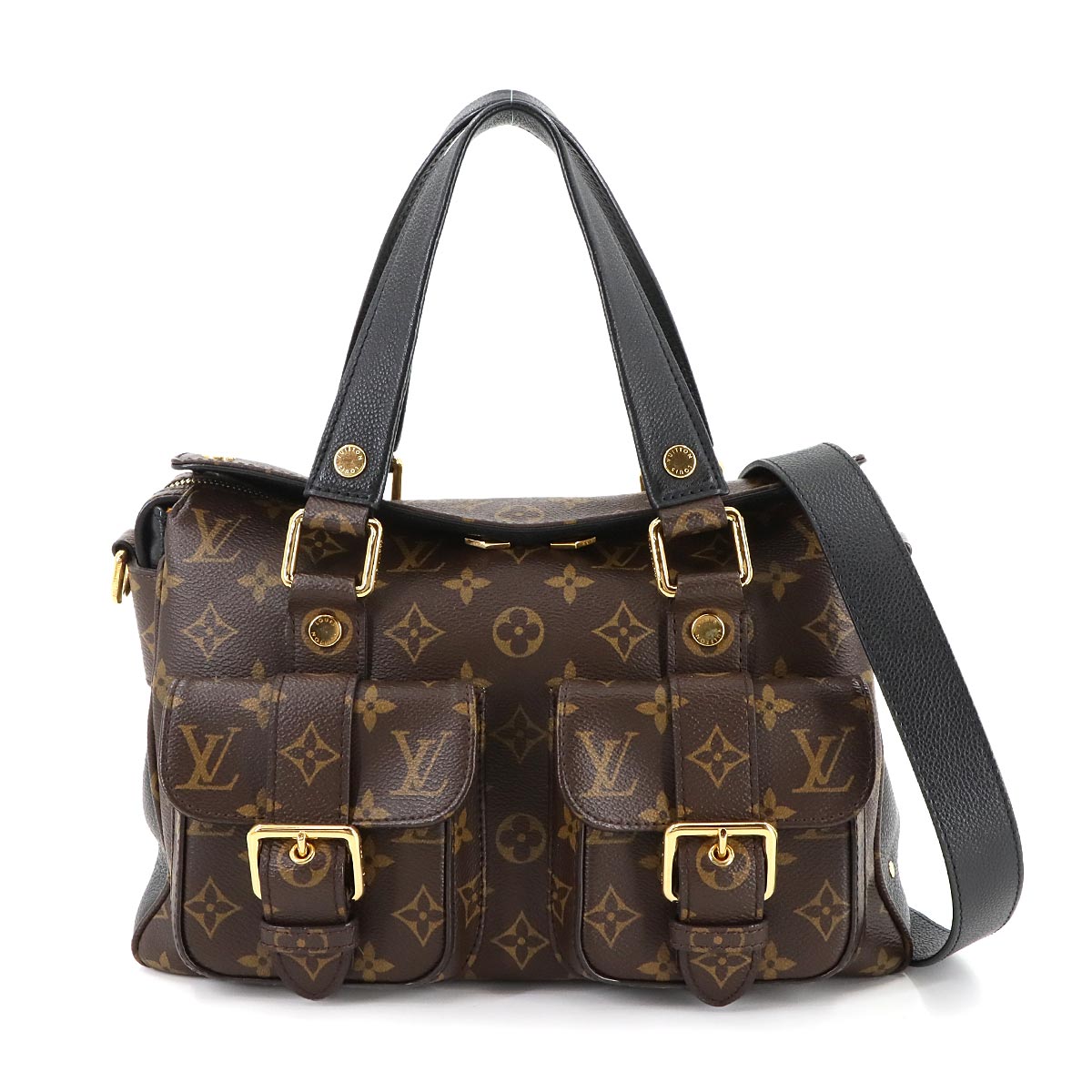 Monogram Manhattan Hand Shoulder Bag Brown Noir M44207