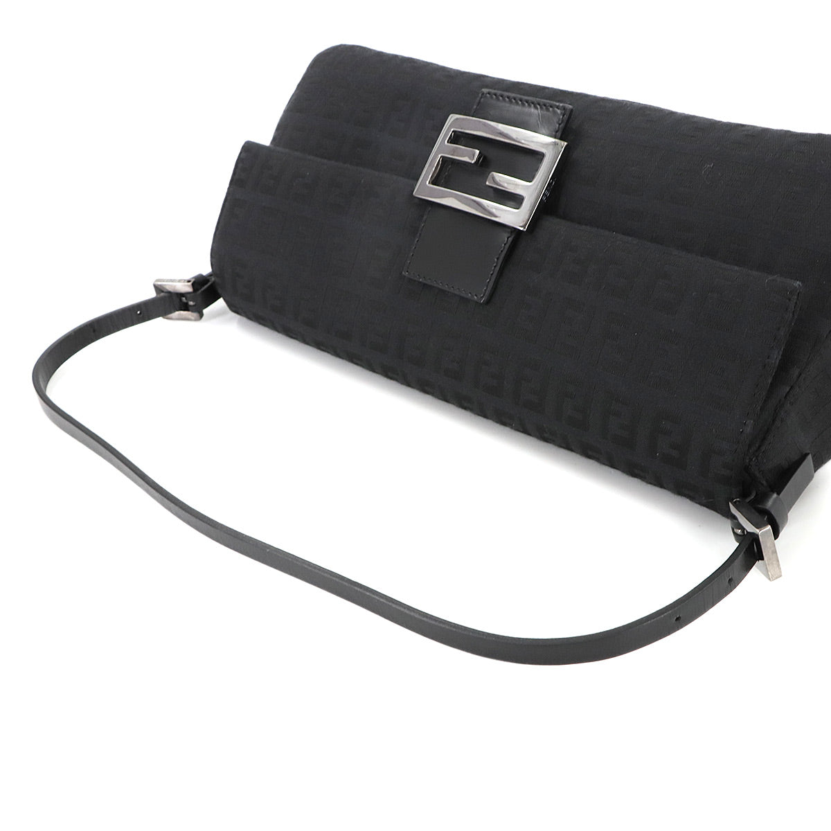 Zucchino Mamma Baguette Shoulder Bag Canvas Leather Black 8BR181