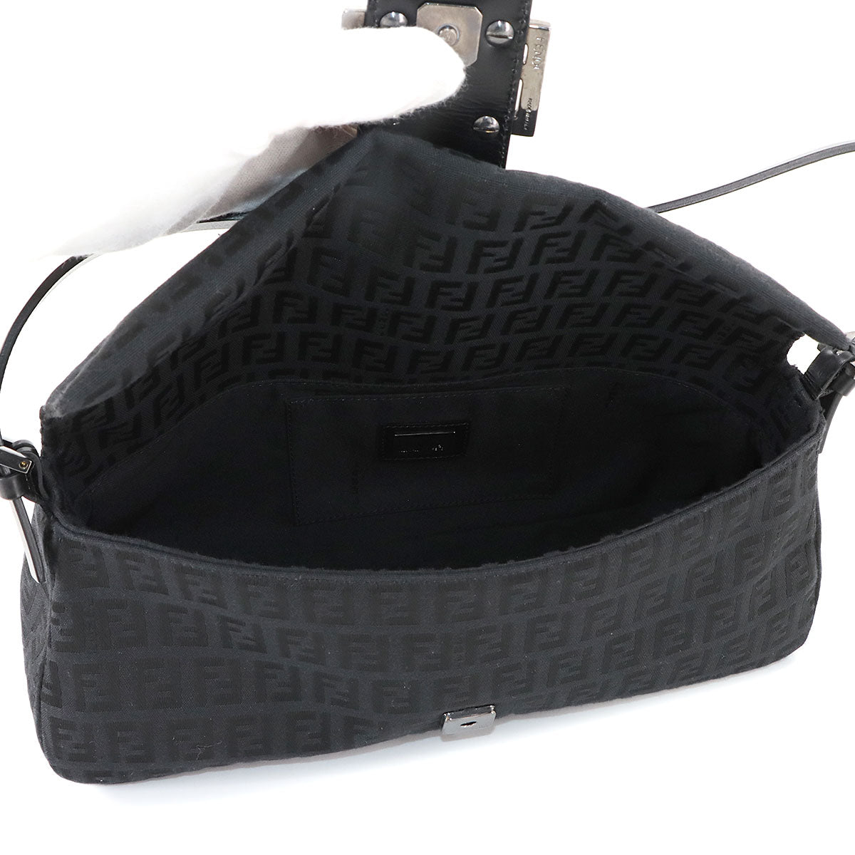 Zucchino Mamma Baguette Shoulder Bag Canvas Leather Black 8BR181