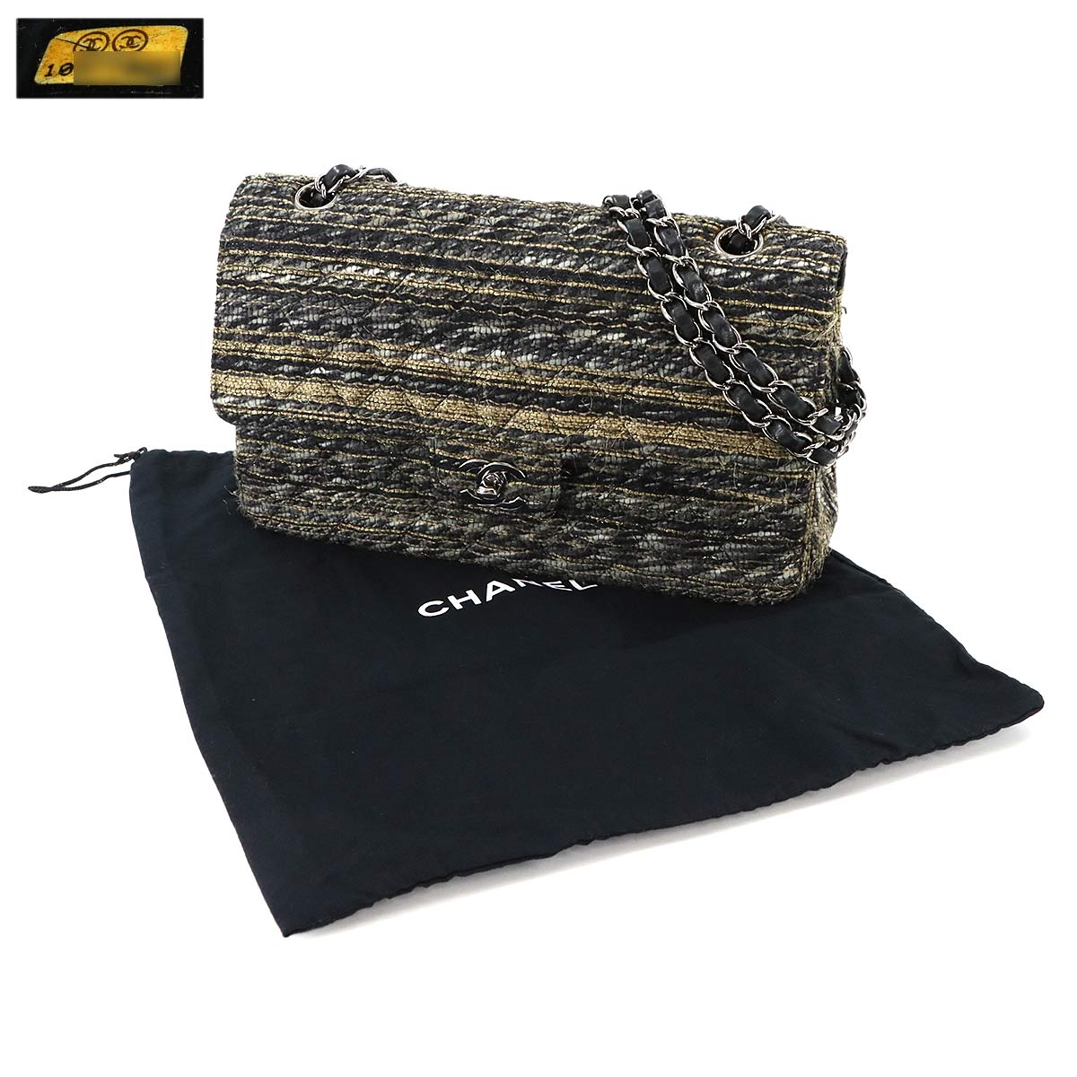 Matelasse 25 Chain Shoulder Bag Tweed Leather Multicolor A01112