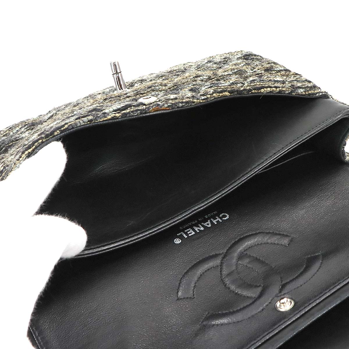 Matelasse 25 Chain Shoulder Bag Tweed Leather Multicolor A01112