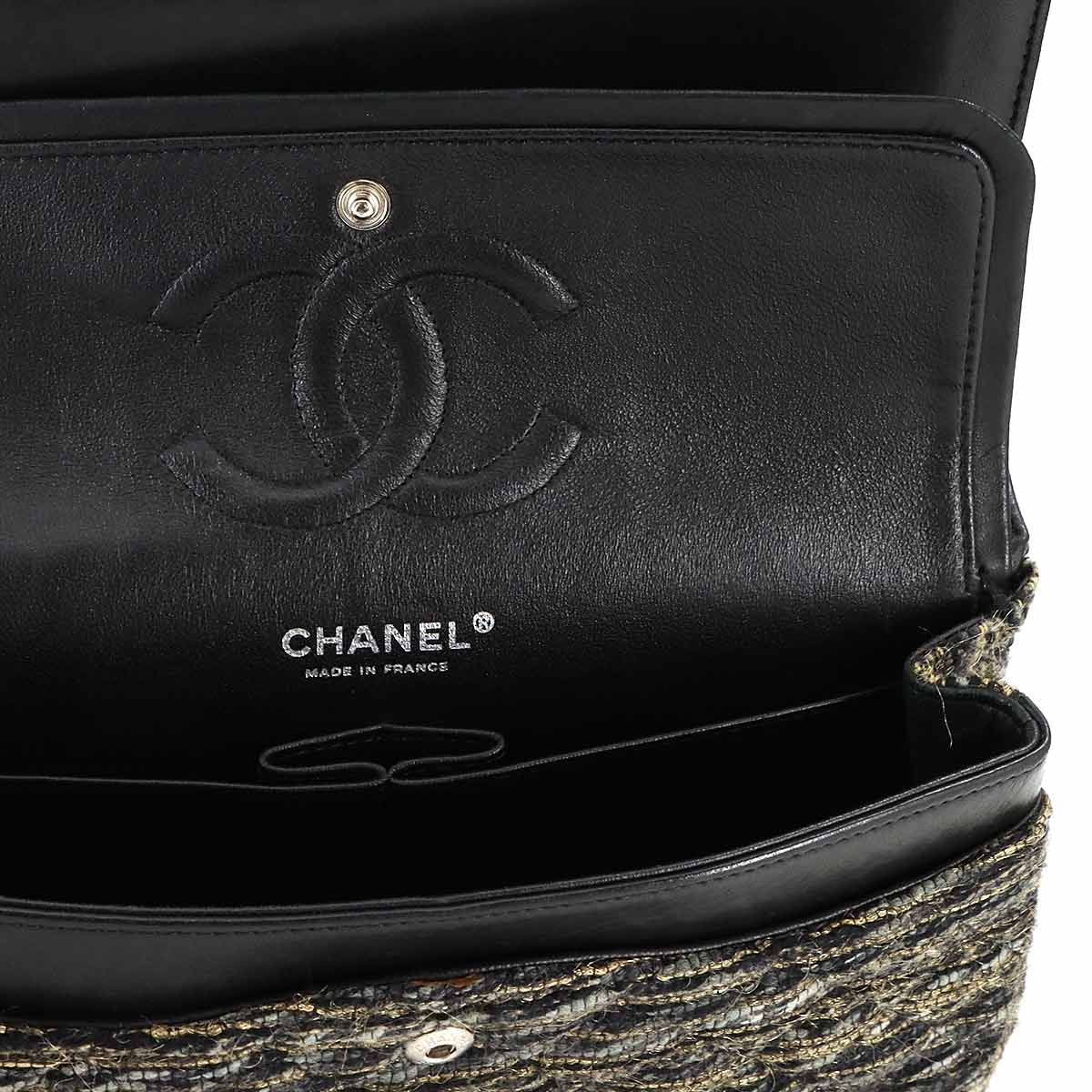 Matelasse 25 Chain Shoulder Bag Tweed Leather Multicolor A01112