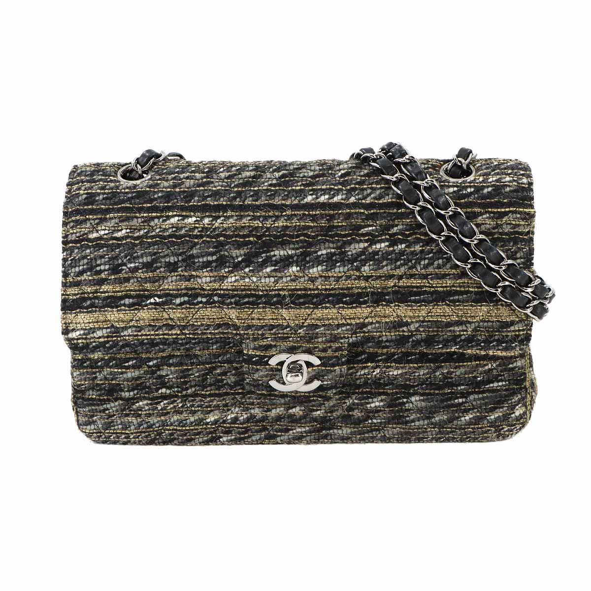 Matelasse 25 Chain Shoulder Bag Tweed Leather Multicolor A01112