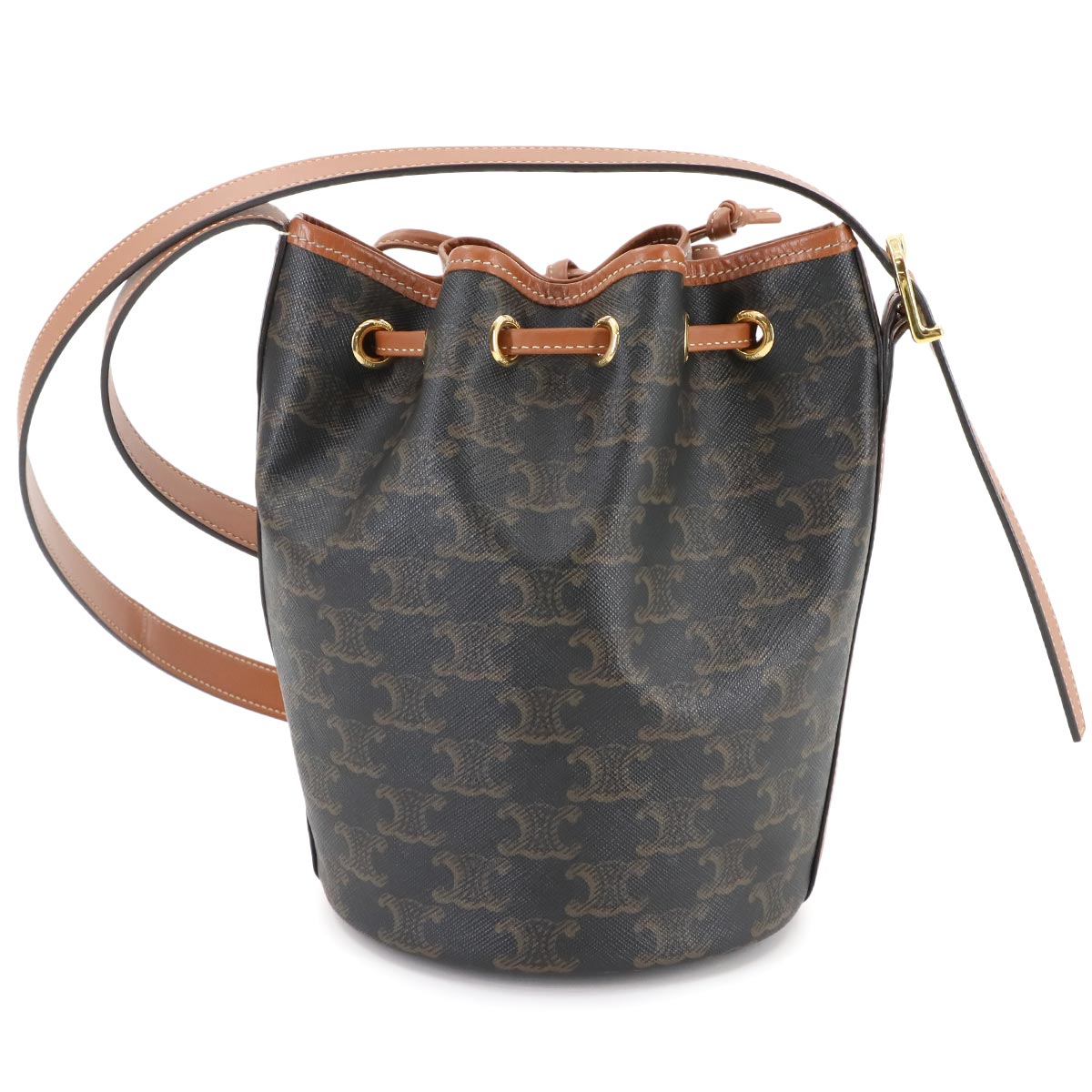 Triomphe Small Drawstring Shoulder Bag Tan 191142BZJ Purse 90285167