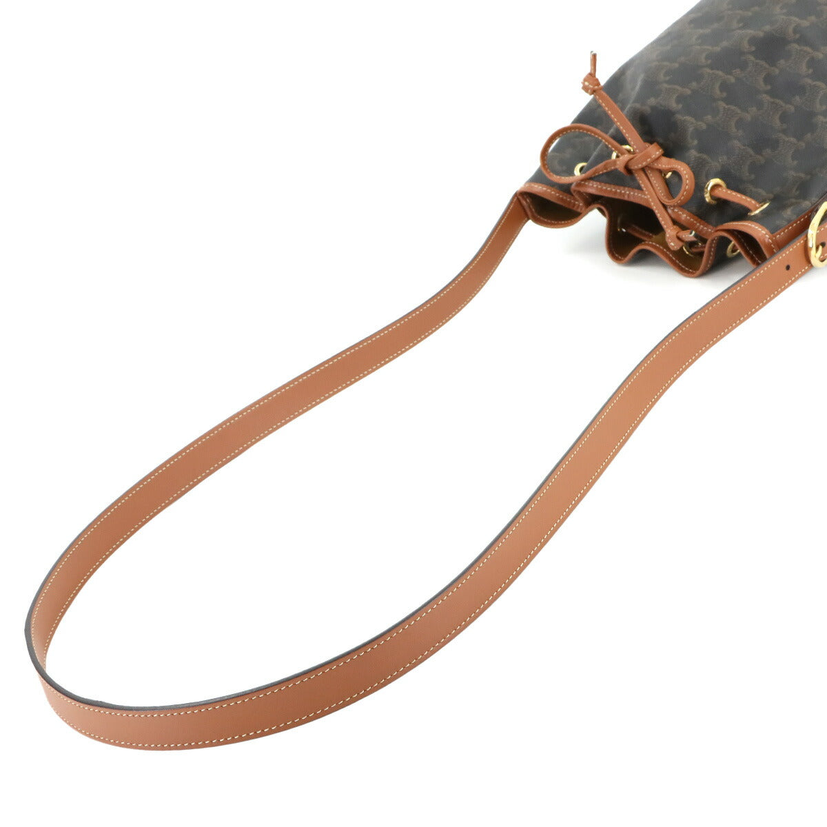 Triomphe Small Drawstring Shoulder Bag Tan 191142BZJ Purse 90285167