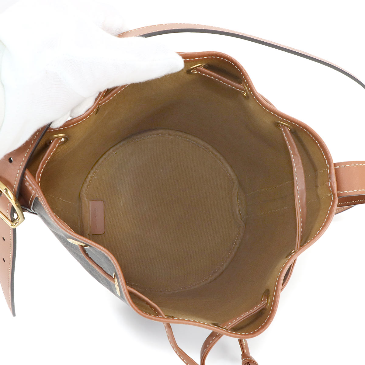 Triomphe Small Drawstring Shoulder Bag Tan 191142BZJ Purse 90285167